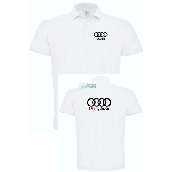 I Love My Audi Autó fan galléros férfi póló