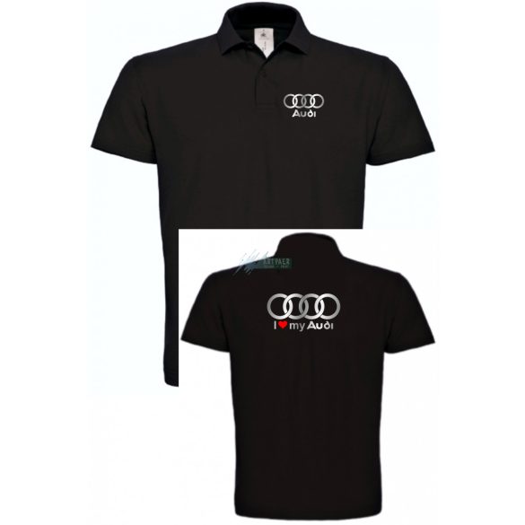 I Love My Audi Autó fan galléros férfi póló