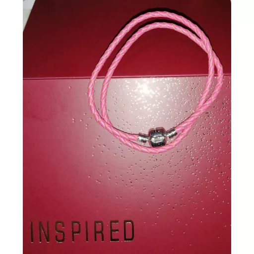 Pandrea alap nyaklánc vagy kétsoros karkötő, fonott, sötétrózsaszín bőrből