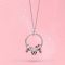 Ezüstözött nyaklánc pandora stílusú, egérke és kutyus charm-os medállal