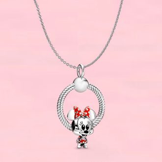   Ezüstözött nyaklánc pandora stílusú egérke, charm-os medállal