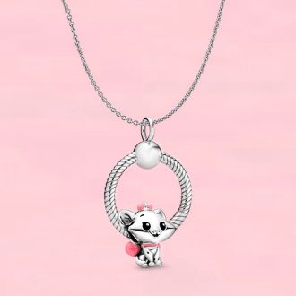   Ezüstözött nyaklánc pandora stílusú kicsi hősök, Marie, charm-os medállal