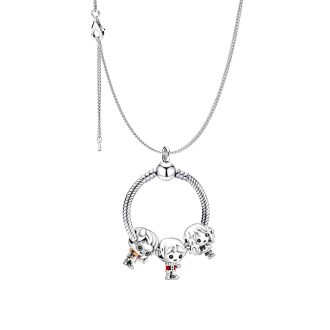   Ezüstözött nyaklánc pandora stílusú 3 varázsló, charm-os medállal
