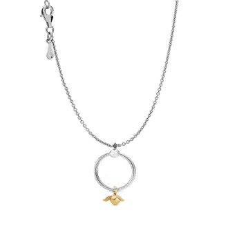   Ezüstözött nyaklánc pandora stílusú mágikus Aranycikesz, charm-os medállal