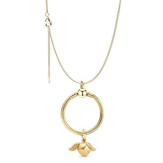  Aranyozott nyaklánc pandora stílusú mágikus Aranycikesz, charm-os medállal