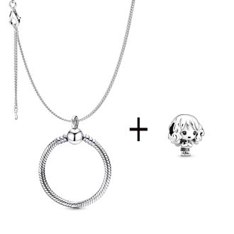   Ezüstözött nyaklánc pandora stílusú varázsló charm medállal