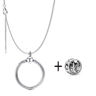   Ezüstözött nyaklánc pandora stílusú varázsló iskola charm medállal