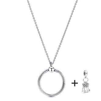   Ezüstözött nyaklánc pandora stílusú kulcsok LOVE charm medállal