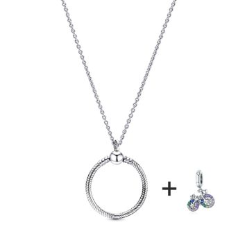   Ezüstözött nyaklánc pandora stílusú, Love kerékpár charm medállal