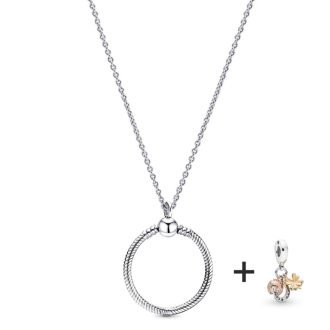   Ezüstözött nyaklánc pandora stílusú szerencsehozó charm medállal