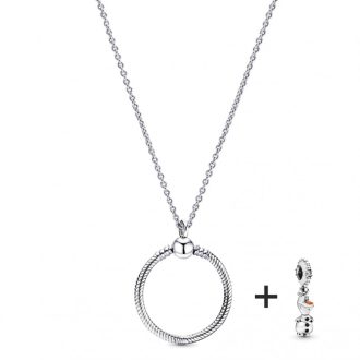   Ezüstözött nyaklánc pandora stílusú Olaf charm medállal