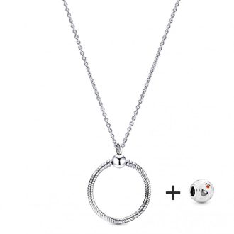   Ezüstözött nyaklánc pandora stílusú Olaf charm medállal