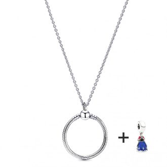   Ezüstözött nyaklánc pandora stílusú Anna charm medállal