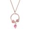 Rózsa aranyozott nyaklánc pandora stílusú, kristály charm-os medállal