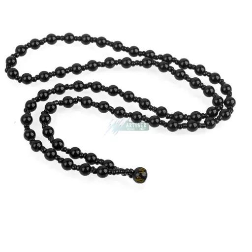 Fekete obszidián nyaklánc kereszt medállal