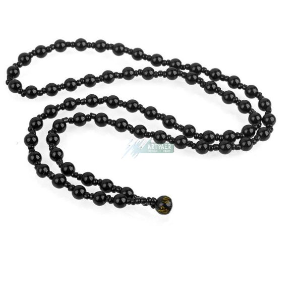 Fekete obszidián nyaklánc kereszt medállal