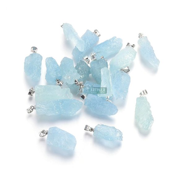 Fonott bőr nyaklánc akvamarin ásvány medállal