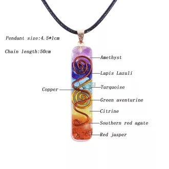   Reiki gyógyító energia kristály medál természetes kő 7 csakra fonott bőr nyaklánc