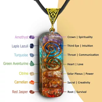   Reiki gyógyító energia kristály medál természetes kő 7 csakra fonott bőr nyaklánc