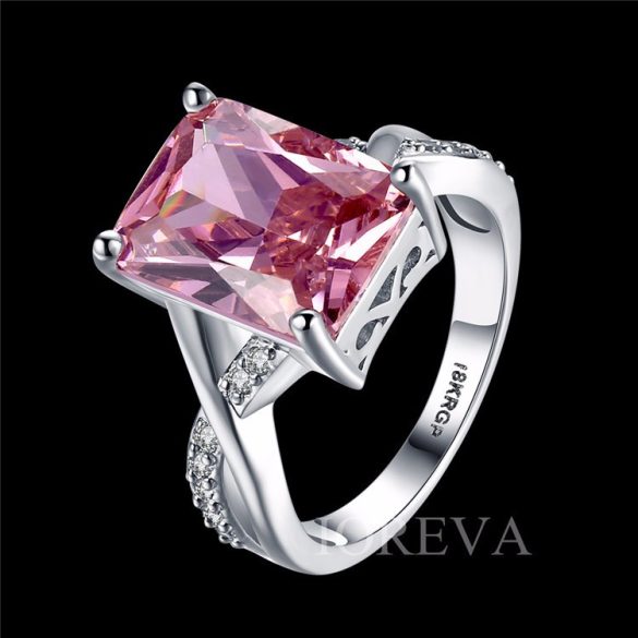 Platinumozott rózsaszín cirkónium kristályos gyűrű