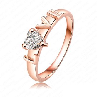   18k rózsa aranyozott gyűrű LOVE mintás CZ kristály gyűrű