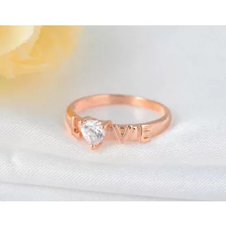   18k rózsa aranyozott gyűrű LOVE mintás CZ kristály gyűrű
