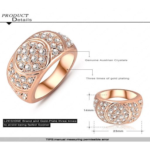 Rózsa aranyozott ausztria kristályos gyűrű