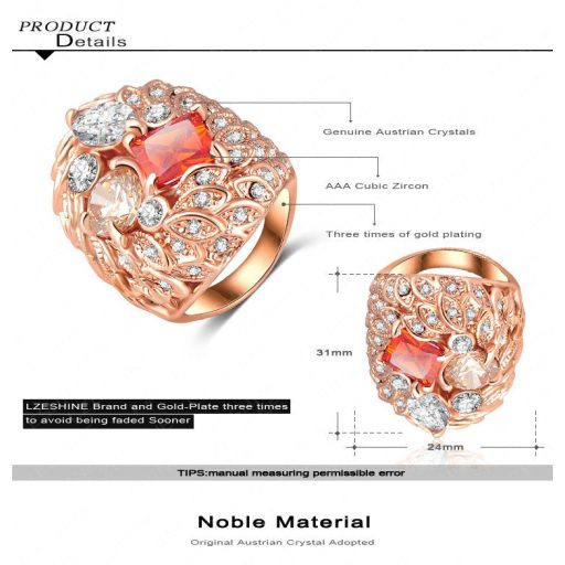 3 rétegben aranyozott gyűrű Austria és CZ kristállyal