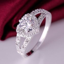   Fehér aranyozott szivecske formás ausztria kristályos gyűrű