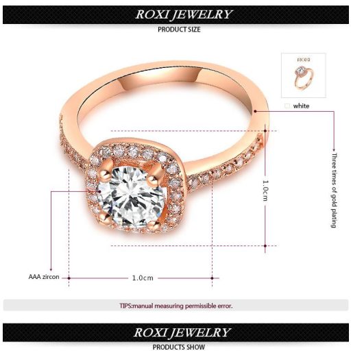 Rózsaarannyal futtatott, szikrázó üvegkristályokkal díszített gyűrű