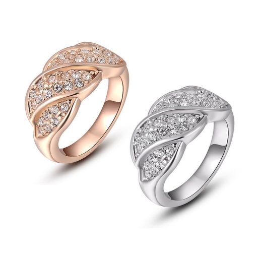 Ezüstözött mintás ausztria kristályos gyűrű