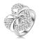 Fehéraranyozott szív forma masnival átkötve mintás gyűrű cirkónium Austria kristály