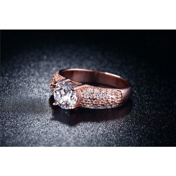 Rózsaaranyozott cirkónium kristályos gyűrű