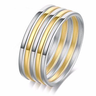   Fehér és sárga aranyozott 2 mm 316L acél gyűrű 5 db-os szett