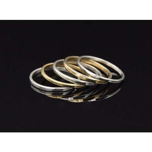 Fehér és sárga aranyozott 2 mm 316L acél gyűrű 5 db-os szett