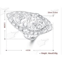   Ezüstözött kacskaringós, csipkézett virágmintás gótikus stílusú gyűrű