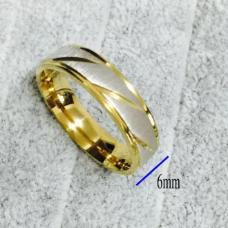 18K aranyozott, nemes acél 6mm mintás karikagyűrű