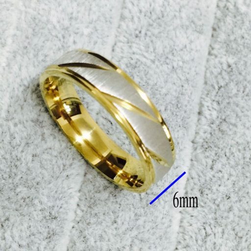 18K aranyozott, nemes acél 6mm mintás karikagyűrű