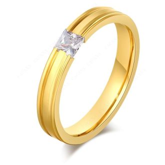 18k aranyozott gyűrű 316L acél karikagyűrű CZ kristály