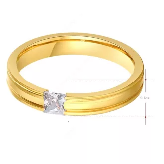 18k aranyozott gyűrű 316L acél karikagyűrű CZ kristály