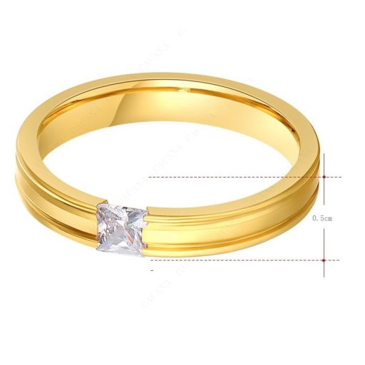 18k aranyozott gyűrű 316L acél karikagyűrű CZ kristály