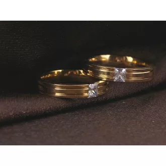 18k aranyozott gyűrű 316L acél karikagyűrű CZ kristály
