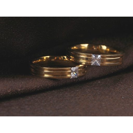 18k aranyozott gyűrű 316L acél karikagyűrű CZ kristály
