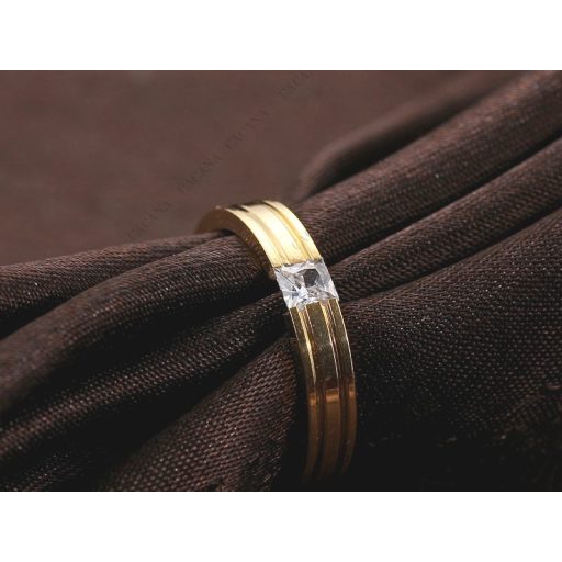 18k aranyozott gyűrű 316L acél karikagyűrű CZ kristály