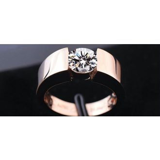   18k Rózsa aranyozott gyűrű 316L acél karikagyűrű CZ kristály