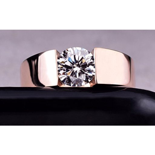 18k Rózsa aranyozott gyűrű 316L acél karikagyűrű CZ kristály