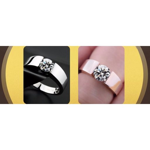 18k Rózsa aranyozott gyűrű 316L acél karikagyűrű CZ kristály