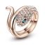Rózsaaranyozott Austria CZ kristály, kigyó alakú gyűrű 