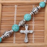 Türkiz ásvány karkötő kereszttel
