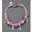 Magenta színű, keleties stílusú charm Pandora stílusú karkötő